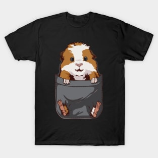 Guinea Pig Big Chest Pocket Animal Cavy T-Shirt